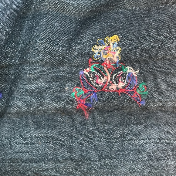 Petroleum Green Cotton Embroidered Tasseled Scarf - Picture 17 of 17